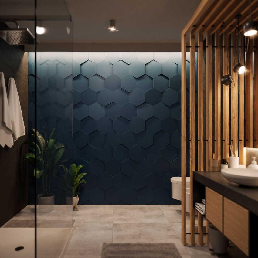 Panouri decorative 3D Kalithea KLT-Hexagon-S, material: Polyuretan