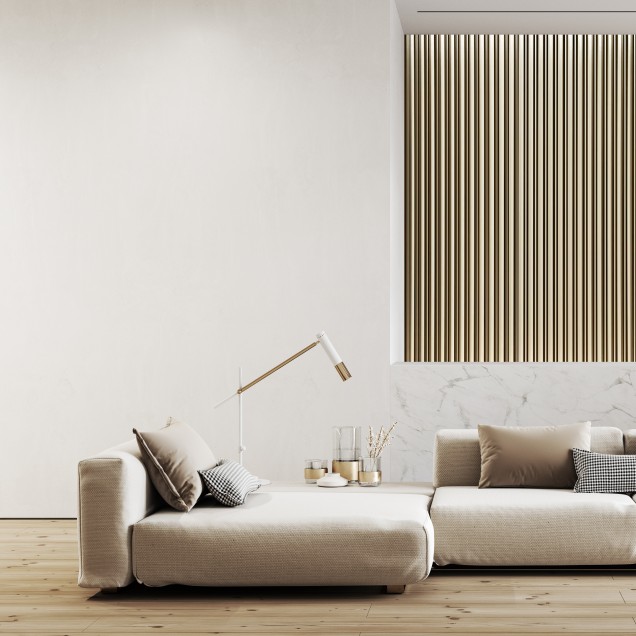 Panou riflat 3D Auriu, design modern și sofisticat pentru decorarea pereților.