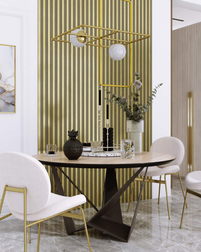 Panou riflat 3D Auriu, design modern și sofisticat pentru decorarea pereților.