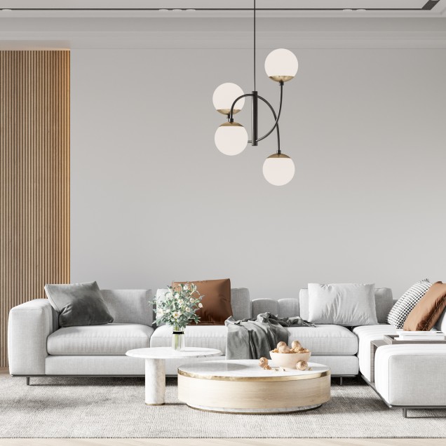 Panou decorativ riflat 3D stejar auriu în dormitor modern