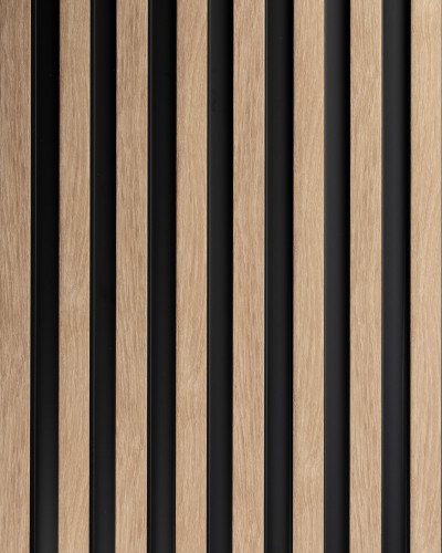 Panou decorativ riflat 3D Oak Gold într-un dormitor modern