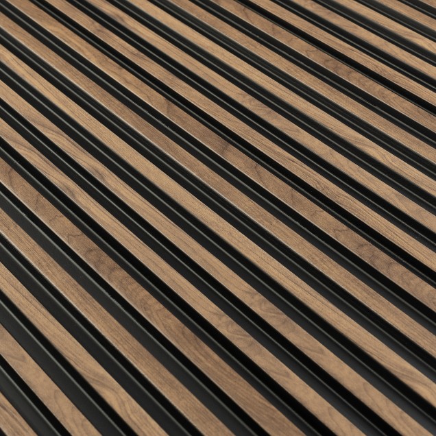 Panou decorativ riflat 3D stejar craft într-un living modern