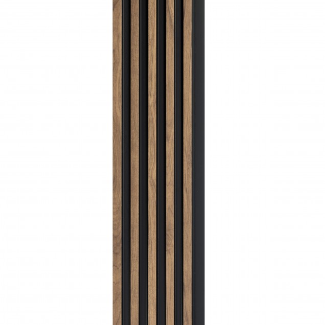 Panou decorativ riflat 3D stejar craft într-un living modern