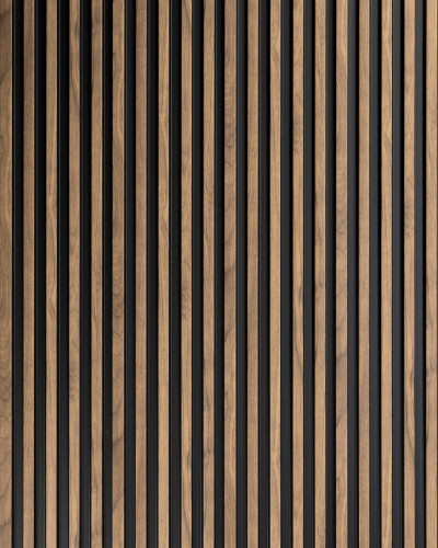 Panou decorativ riflat 3D stejar craft într-un living modern