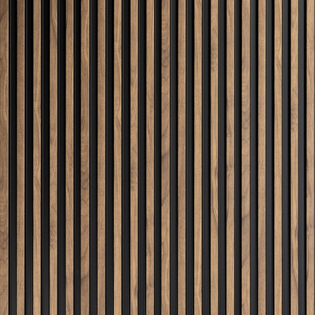 Panou decorativ riflat 3D stejar craft într-un living modern