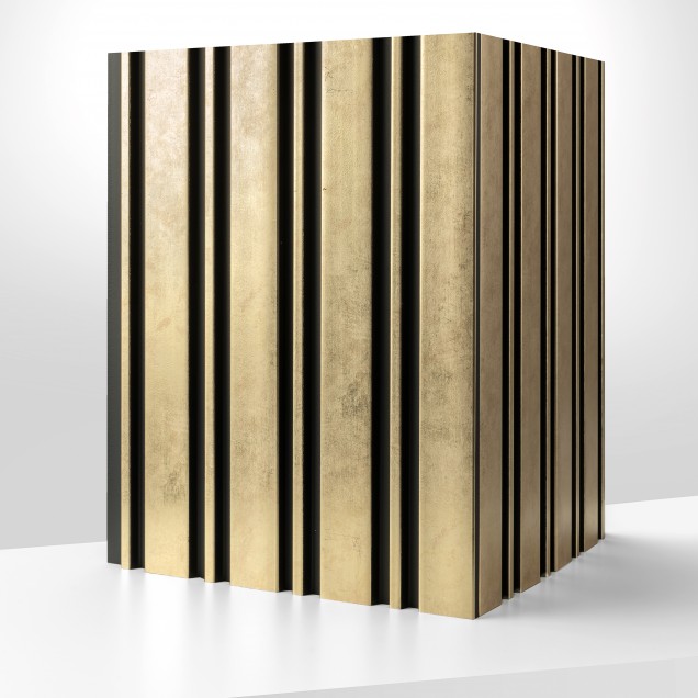Panou riflat 3D Auriu, design modern și sofisticat pentru decorarea pereților.