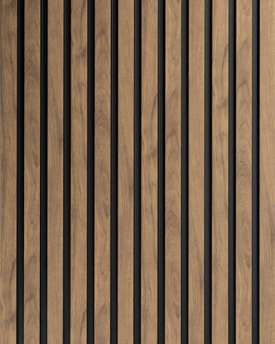 Panou decorativ riflat stejar craft într-un living modern