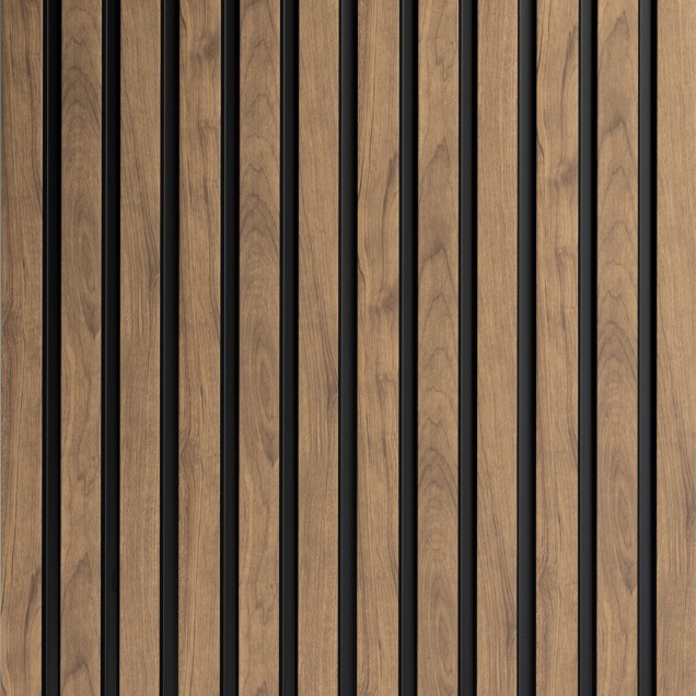 Panou decorativ riflat stejar craft într-un living modern