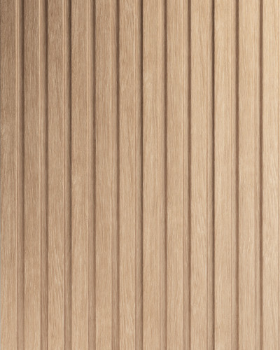 Panou decorativ riflat 3D stejar auriu în dormitor modern