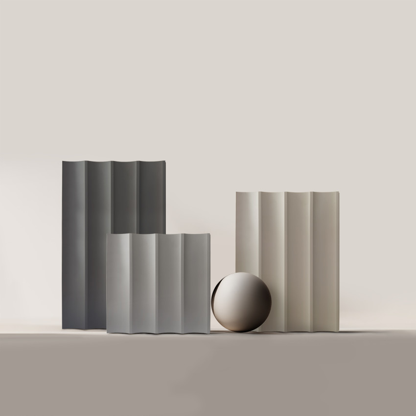 Profil dreapta panou riflat Misty Grey în ambient modern