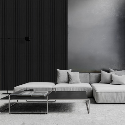 Panou decorativ riflat Onyx Black intr-un living modern