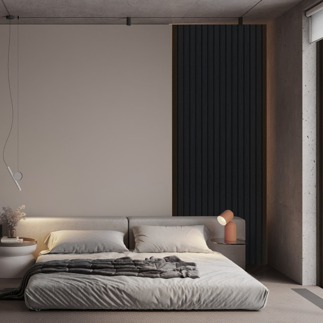 Panou decorativ riflat Onyx Black intr-un living modern