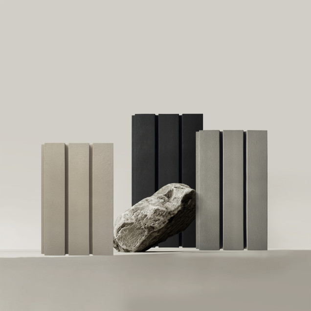 Panou decorativ riflat Onyx Black intr-un living modern