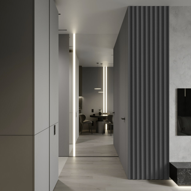Panou decorativ riflat gri închis