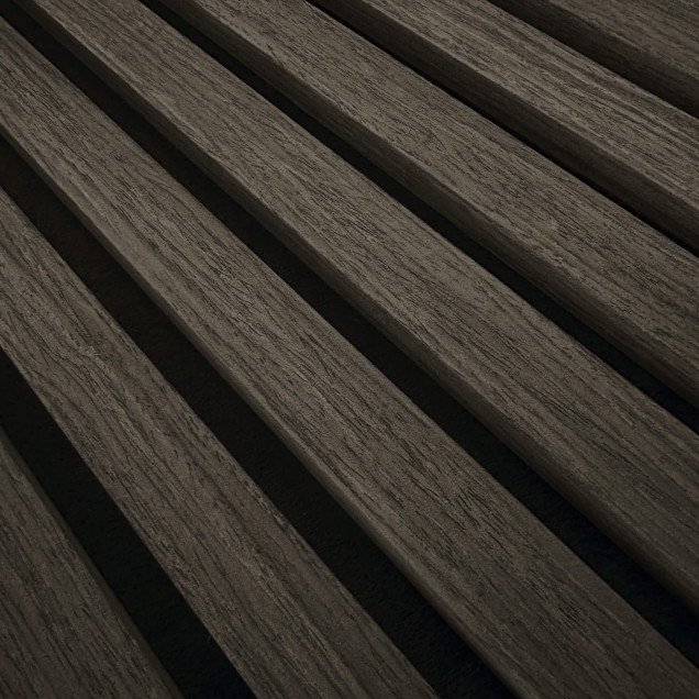 Panou decorativ riflat MDF, aspect nuc, într-un living modern