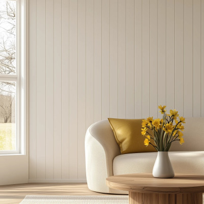 Panou decorativ tip wainscoting BW001T mat, aplicat pe perete într-un living elegant.