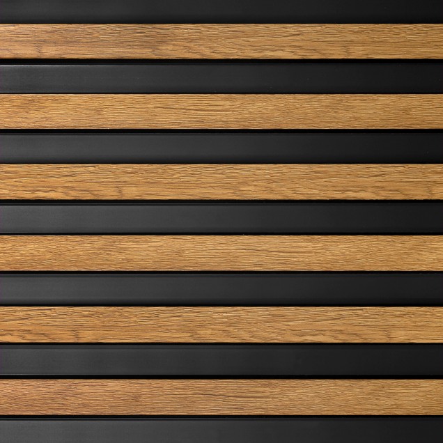 Panou decorativ riflat 3D, stejar natural