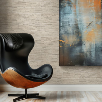 Panou decorativ cu aspect de piatră ivory, într-un decor interior modern.