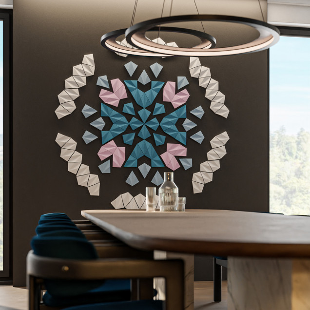 Panou decorativ 3D din ipsos, model Skyfall, culoare albă