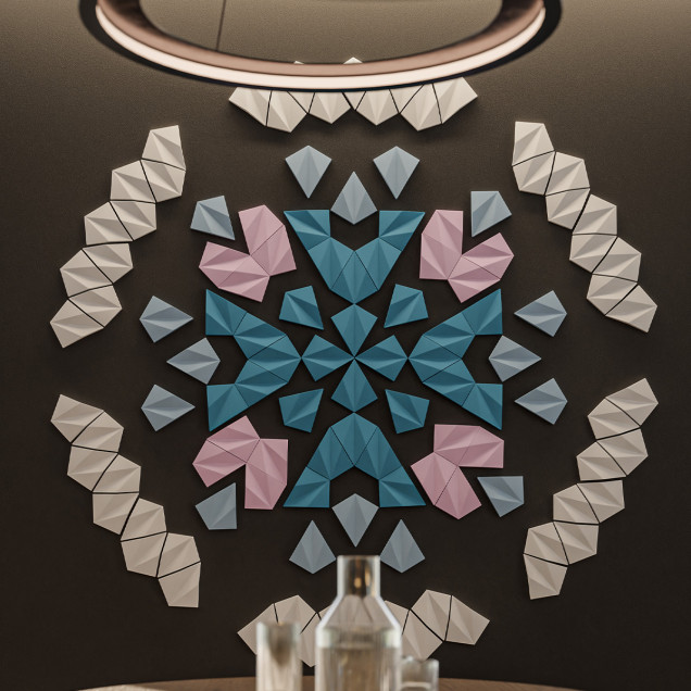 Panou decorativ 3D din ipsos, model Skyfall, culoare albă