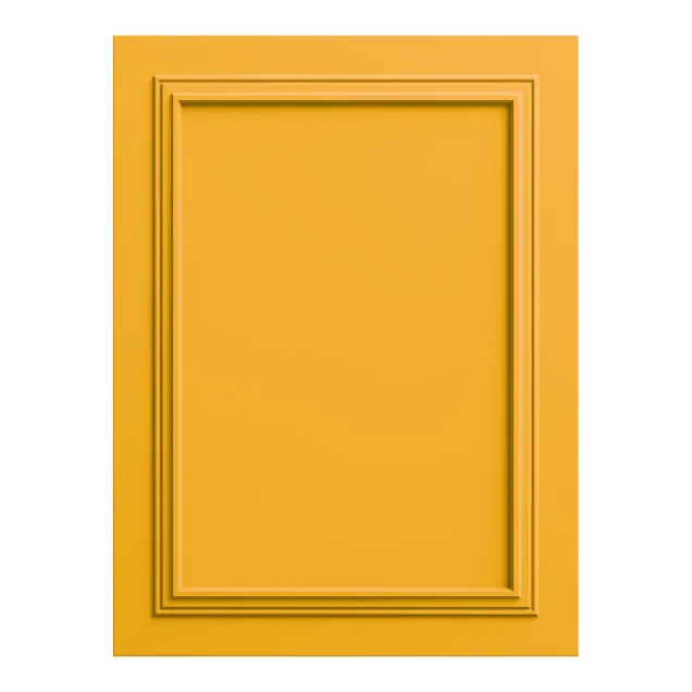 Panou decorativ MDF in nuanta de galben soare, cu finisaj mat si profil discret.