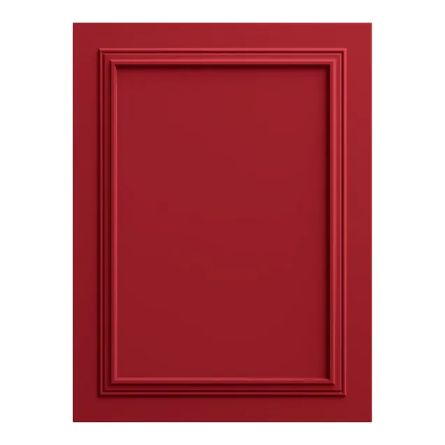 Panou decorativ MDF roșu velvet cu profiluri clasice, finisaj mat.