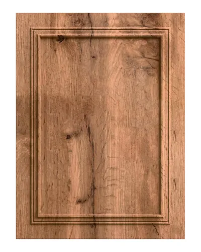 Panou decorativ MDF cu finisaj Wotan Oak, imitație lemn, cu cadru sculptat.