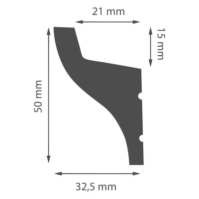 Cornisa decorativa alba pentru LED, cu latura de 5 cm, special conceputa pentru mascarea galeriilor de draperii si integrarea iluminatului LED.