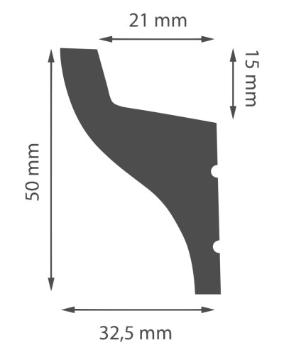 Cornisa decorativa alba pentru LED, cu latura de 5 cm, special conceputa pentru mascarea galeriilor de draperii si integrarea iluminatului LED.