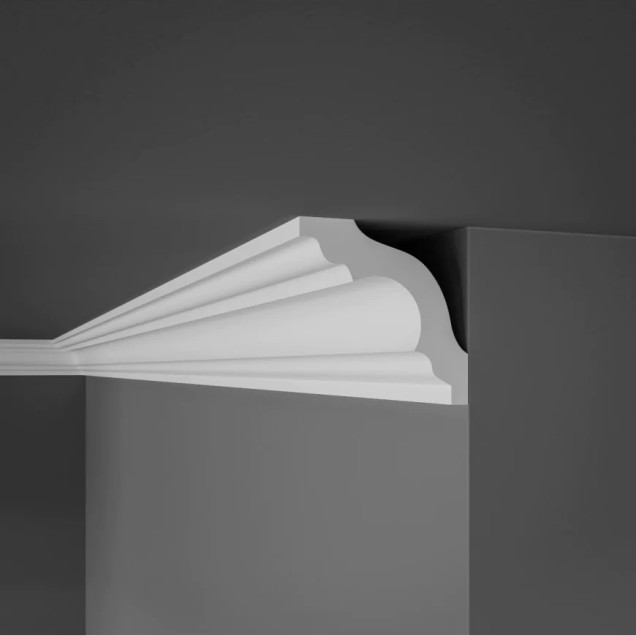 Cornișă decorativă albă pentru mascarea galeriei de perdele