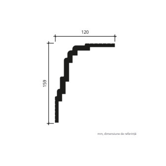 Cornisa decorativa pentru tavan, dimensiuni 15.9 x 12 x 200 cm