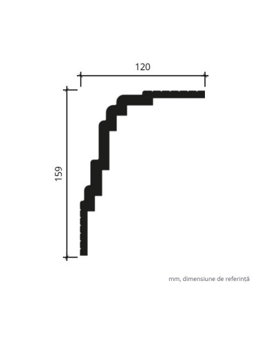 Cornisa decorativa pentru tavan, dimensiuni 15.9 x 12 x 200 cm