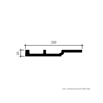 Cornișă decorativă pentru tavan, dimensiuni 2.5 x 22 x 200 cm