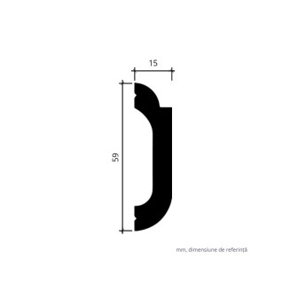 Brau decorativ alb, dimensiuni 5.9 x 1.5 x 200 cm