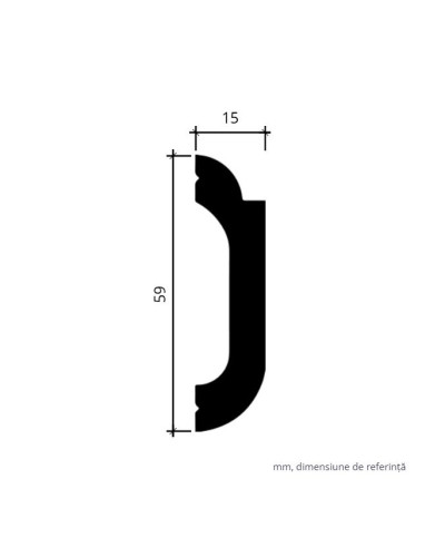 Brau decorativ alb, dimensiuni 5.9 x 1.5 x 200 cm