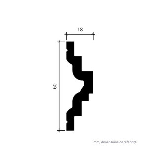 Brau decorativ alb cu dimensiunile 6 x 1.8 x 200 cm