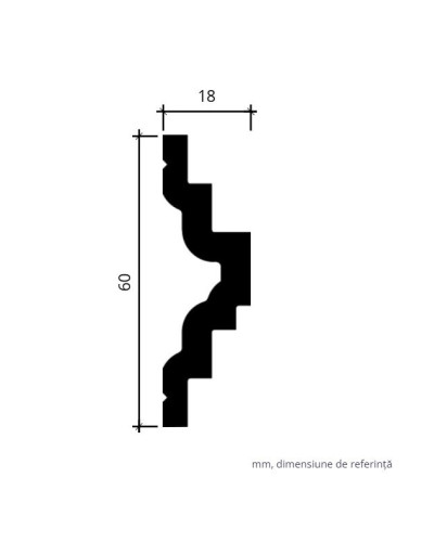 Brau decorativ alb cu dimensiunile 6 x 1.8 x 200 cm