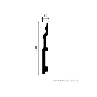 Plinta decorativa alba, dimensiuni 13 x 1.5 x 200 cm