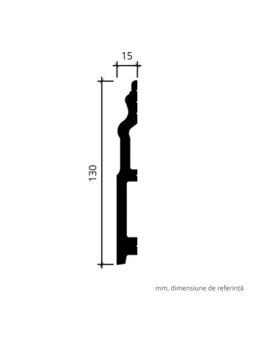 Plinta decorativa alba, dimensiuni 13 x 1.5 x 200 cm