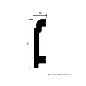Plinta decorativa gri, dimensiuni 7x1.6x200 cm