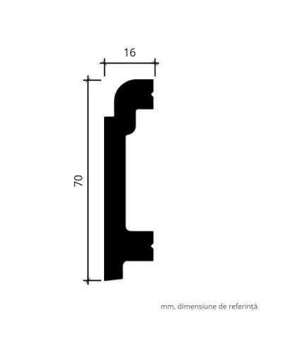 Plinta decorativa gri, dimensiuni 7x1.6x200 cm