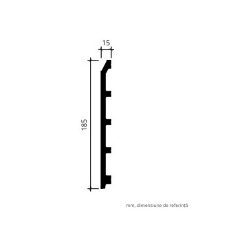 Plinta decorativa alba, dimensiuni 18.5 x 1.5 x 200 cm