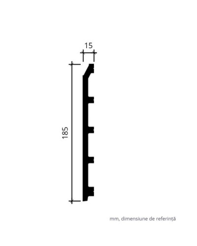 Plinta decorativa alba, dimensiuni 18.5 x 1.5 x 200 cm