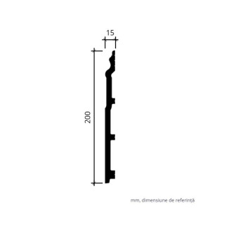 Plinta decorativa alba, dimensiuni 20 x 1.5 x 200 cm