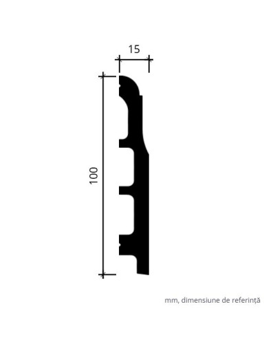 Plinta decorativa alba, 10x1.5x200 cm