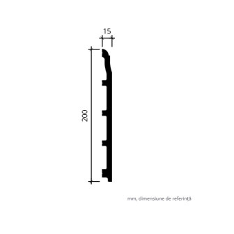 Plinta decorativa alba, dimensiuni 20x1.5x200 cm