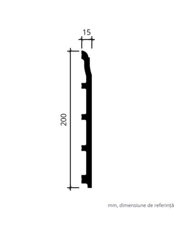 Plinta decorativa alba, dimensiuni 20x1.5x200 cm