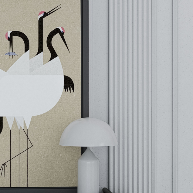 Panou decorativ riflat 3D alb