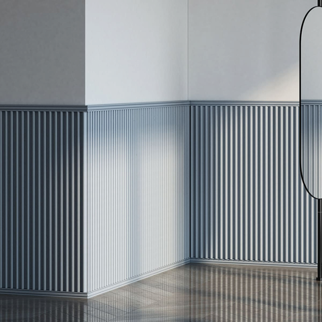 Panou decorativ riflat alb 3D