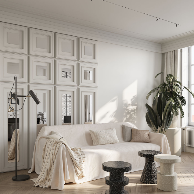 Panou decorativ riflat alb